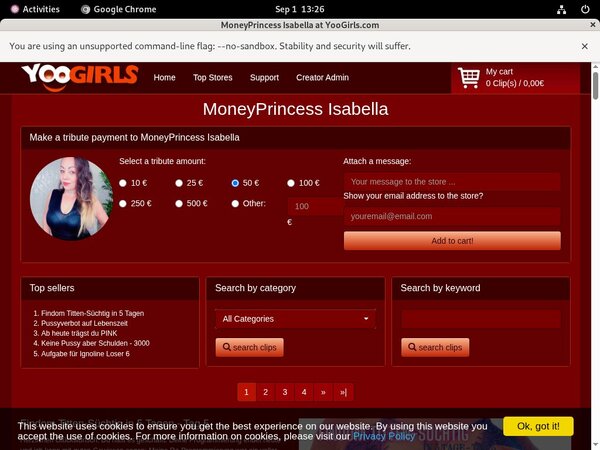 MoneyprincessIsabell User Name Password